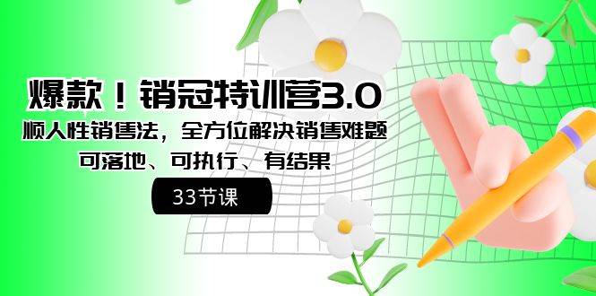 图片[1]-销冠特训营3.0：顺人性销售法，全方位解决销售难题，实用可行，取得显著成果！-阿志说钱