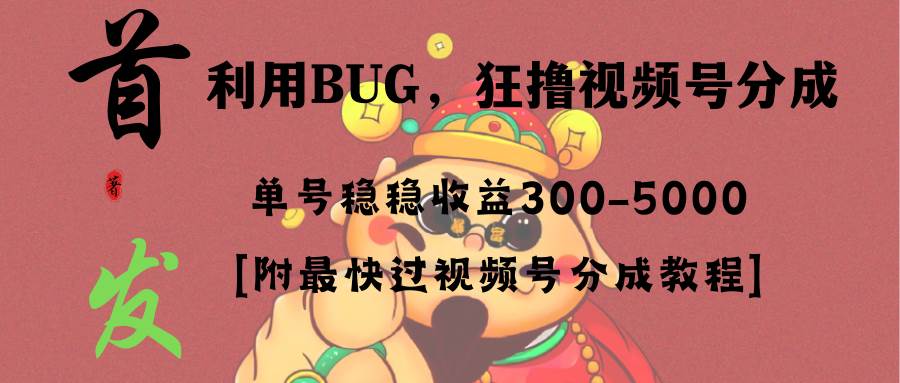 图片[1]-全网独家首发，解密视频号BUG，快速变现项目，每日单号净收益300-5000元！-阿志说钱