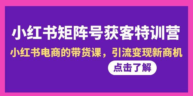 图片[1]-小红书带货新风口：矩阵号获客特训营第10期，揭秘引流变现秘籍！-阿志说钱