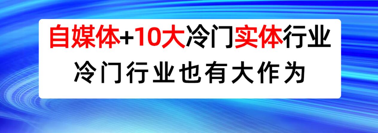 10大冷门实体行业+自媒体，冷门行业也有大作为！-阿志说钱