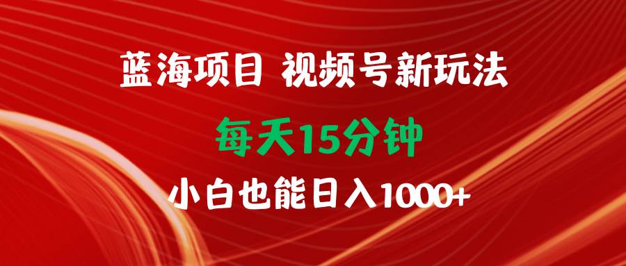 图片[1]-蓝海项目视频号项目玩法，每天仅需15分钟，小白也能轻松实现日入1000+-阿志说钱