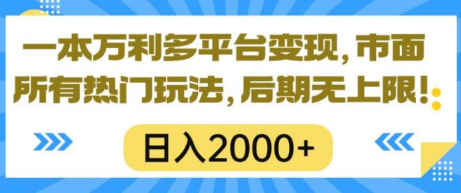 图片[1]-全新多平台变现秘籍，一本万利，掌握市面热门玩法，日入2000+-阿志说钱