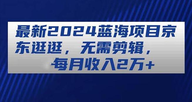 2024京东逛逛蓝海项目，零剪辑轻松月入2万+！-阿志说钱