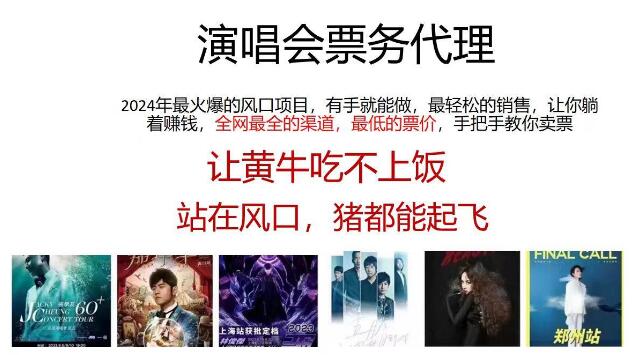 图片[1]-2024演唱会票务代理，火爆风口项目，全网最低票价，小白轻松上手-阿志说钱