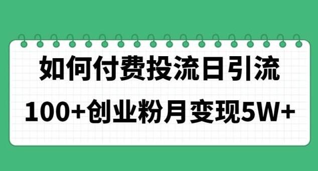 高效付费投流策略，日引100+创业粉，实现月入5W+-阿志说钱