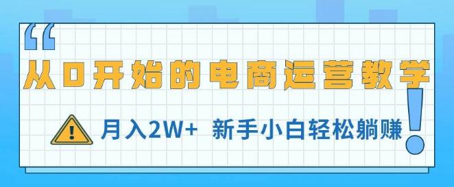 图片[1]-从0到月入2W+，电商运营全攻略，新手小白也能轻松躺赚-阿志说钱