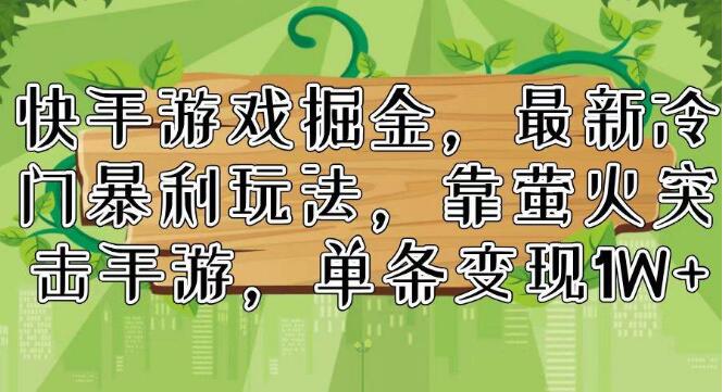 图片[1]-快手游戏掘金秘籍，揭秘最新冷门暴利玩法，萤火突击手游单条视频轻松变现过万-阿志说钱