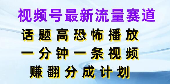 图片[1]-揭秘视频号最新高流量恐怖赛道，一分钟视频一条视频，狂赚分成计划-阿志说钱