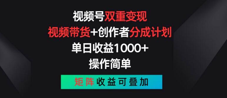 图片[1]-视频号双重变现秘籍，视频带货+创作者分成计划，单日收益破千，矩阵运营加速增长-阿志说钱