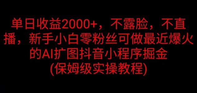 图片[1]-日入2000+秘诀揭秘，无需露脸直播，零粉丝新手也能玩转AI扩图抖音小程序，轻松掘金热门风口-阿志说钱