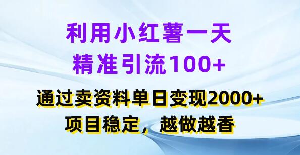 图片[1]-小红书精准引流日破百，资料销售日入2000+，稳定项目，持续盈利，越做越有前景-阿志说钱