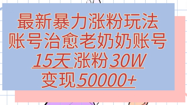 图片[1]-【揭秘】治愈系老奶奶账号15天狂揽30W粉，变现突破50000+，最新暴力涨粉策略大公开！-阿志说钱