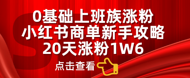 图片[1]-小红书0基础上班族涨粉秘籍，新手20天速破1.6万粉丝，商单攻略大公开！-阿志说钱