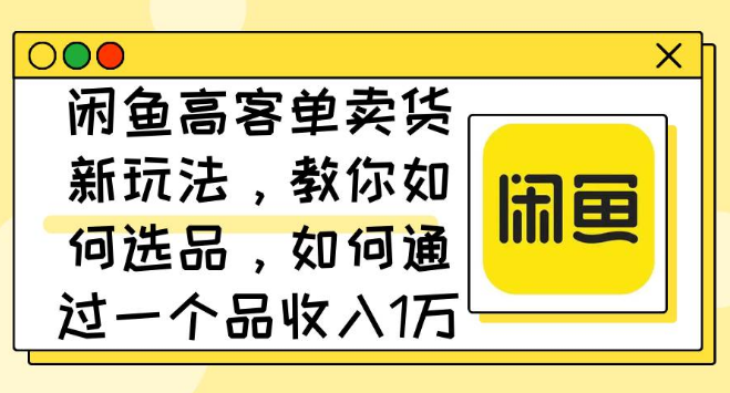 图片[1]-闲鱼高客单价商品销售秘籍，精选爆品策略大公开，单品收益万元实战教程！-阿志说钱