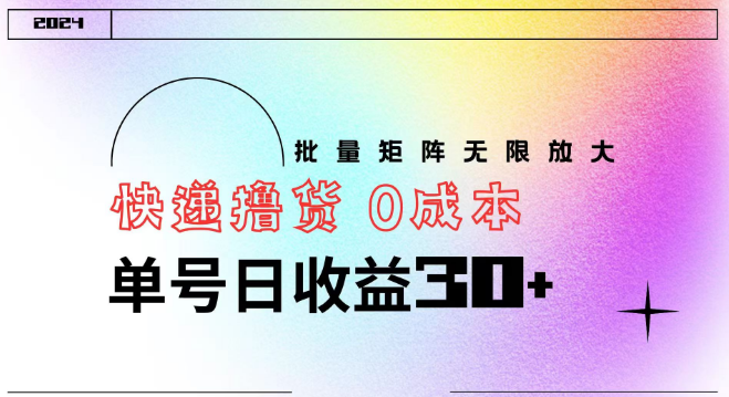 零成本快递撸货秘籍，单号日入30+，批量矩阵策略无限放大收益！-阿志说钱