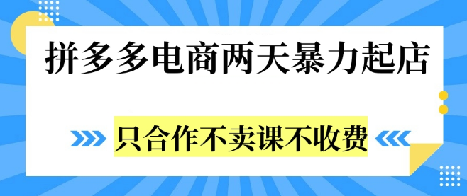 图片[1]-拼多多两天极速起店，只合作不卖课不收费！-阿志说钱