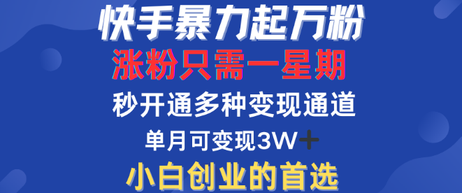 图片[1]-快手涨粉攻略，一周速破万粉秘籍，解锁多元变现模式！-阿志说钱