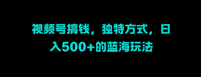 图片[1]-视频号赚钱实战指南，独特盈利方法分享，稳定日收益，解锁蓝海市场新机遇！-阿志说钱