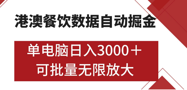 图片[1]-港澳餐饮数据全自动掘金策略，单台电脑日入3000+，支持矩阵批量操作！-阿志说钱