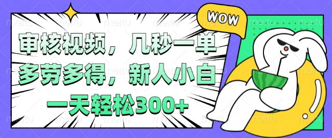 图片[1]-视频审核项目来袭，几秒完成一单，多劳多得，新人小白日入300+！-阿志说钱