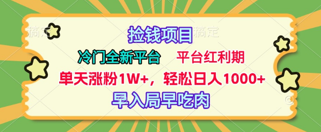 图片[1]-新兴冷门赚钱平台，快速涨粉策略揭秘，日增粉丝1W+，日收益1000+，轻松上手操作简便！-阿志说钱