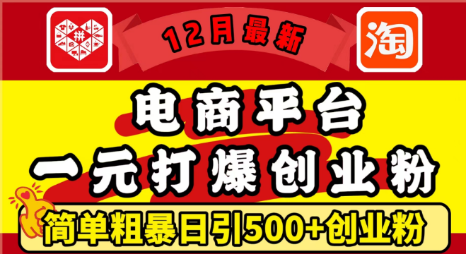 图片[1]-12月最新电商策略，1元成本引爆创业粉，日吸500+精准用户，轻松实现月入5万+-阿志说钱