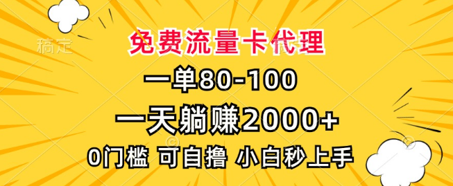 图片[1]-免费流量卡代理新机遇，0门槛轻松上手，一单80元，小白也能日入2000+！-阿志说钱