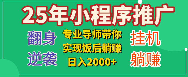 图片[1]-25年经验小白逆袭项目揭秘，小程序挂机推广，高效躺赚策略，月入2000+-阿志说钱